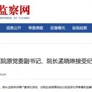 阜陽市第五人民醫(yī)院原黨委副書記、院長孟曉琳被查！